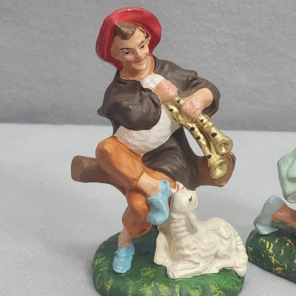 Vintage Nativity Scene Figurines‎ Shepherd Men Set of 3